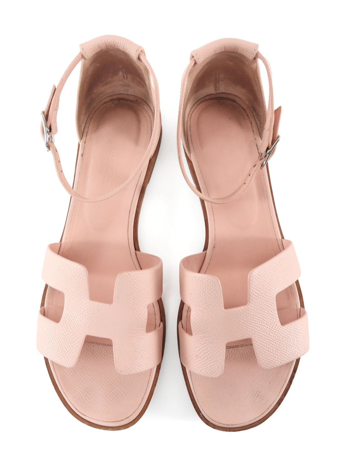 Hermes Rose Pink Epsom Leather Santorini Sandals - 39