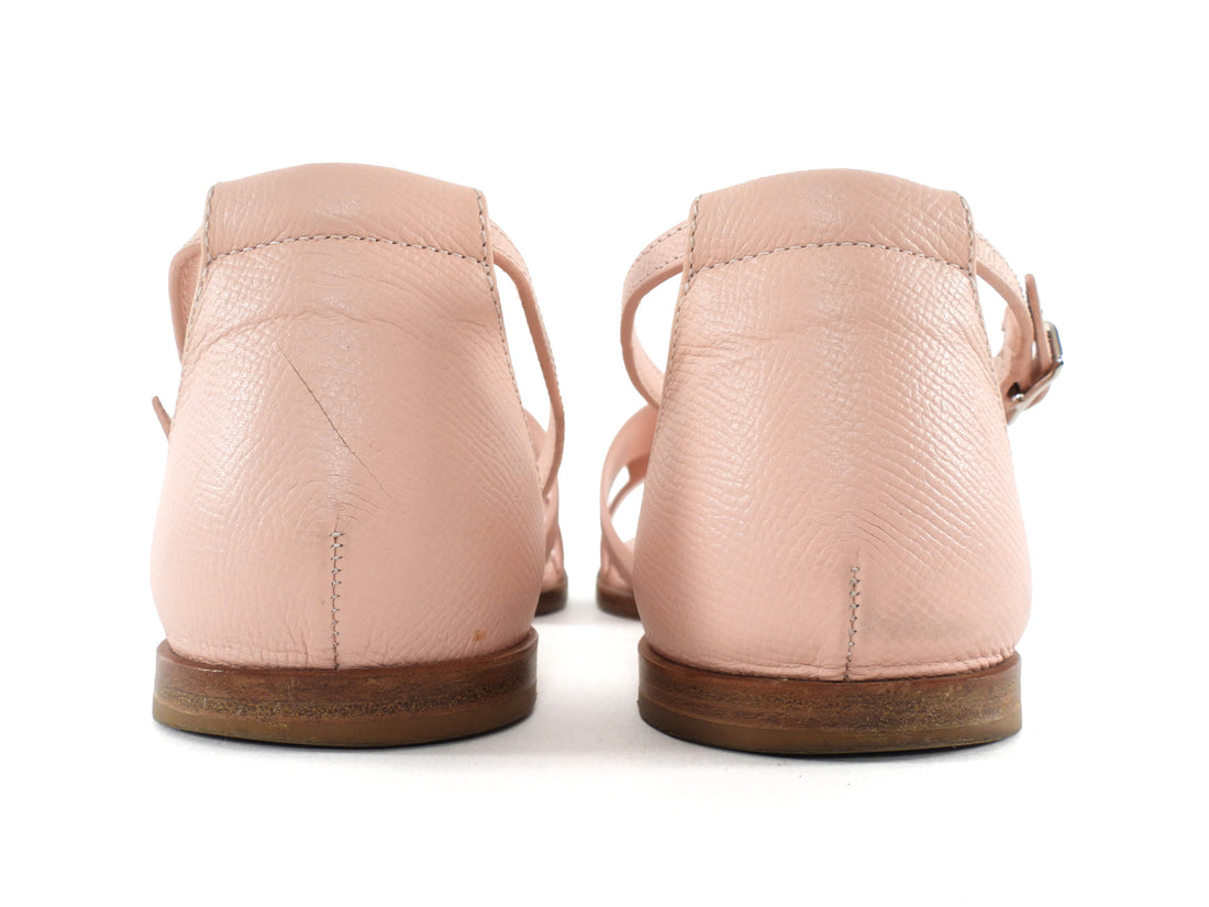 Hermes Rose Pink Epsom Leather Santorini Sandals - 39