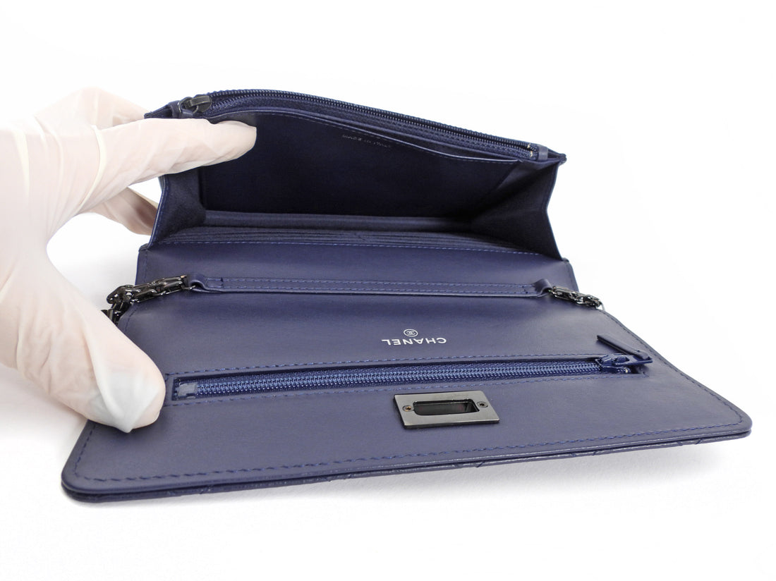 Chanel Navy Blue 2.55 Reissue Aged Calfskin Wallet on Chain Bag