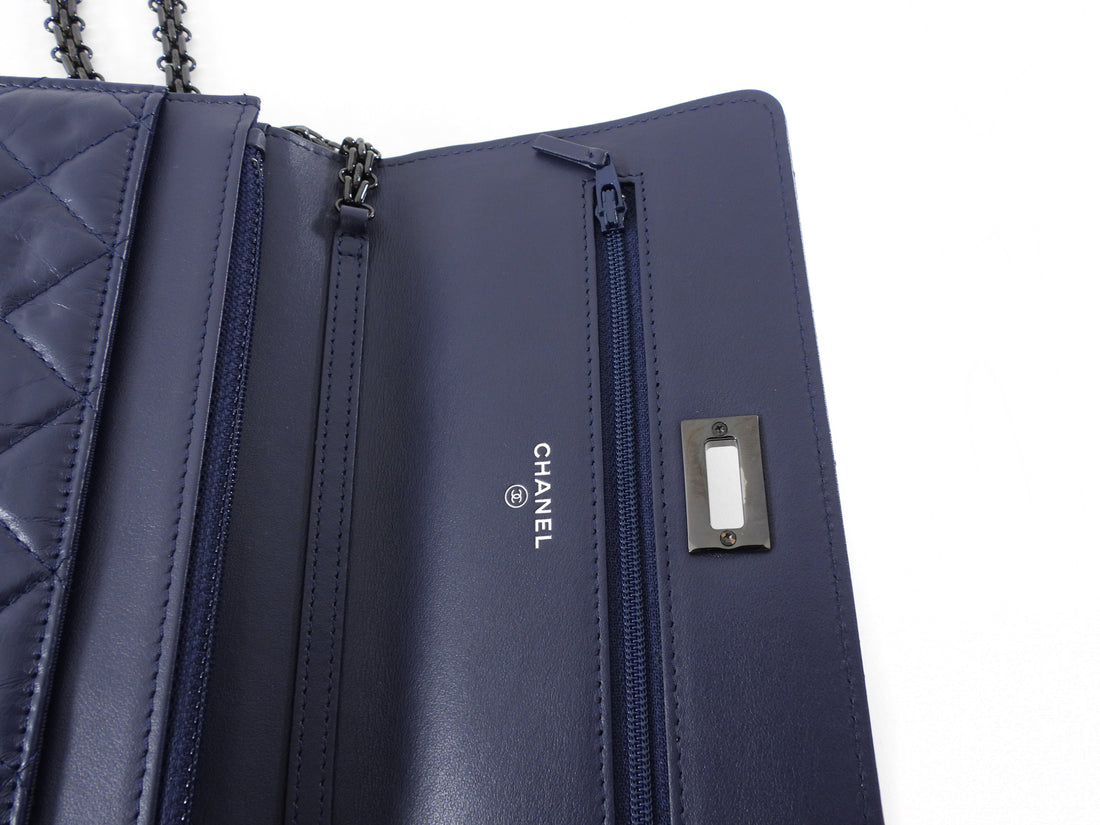 Chanel Navy Blue 2.55 Reissue Aged Calfskin Wallet on Chain Bag