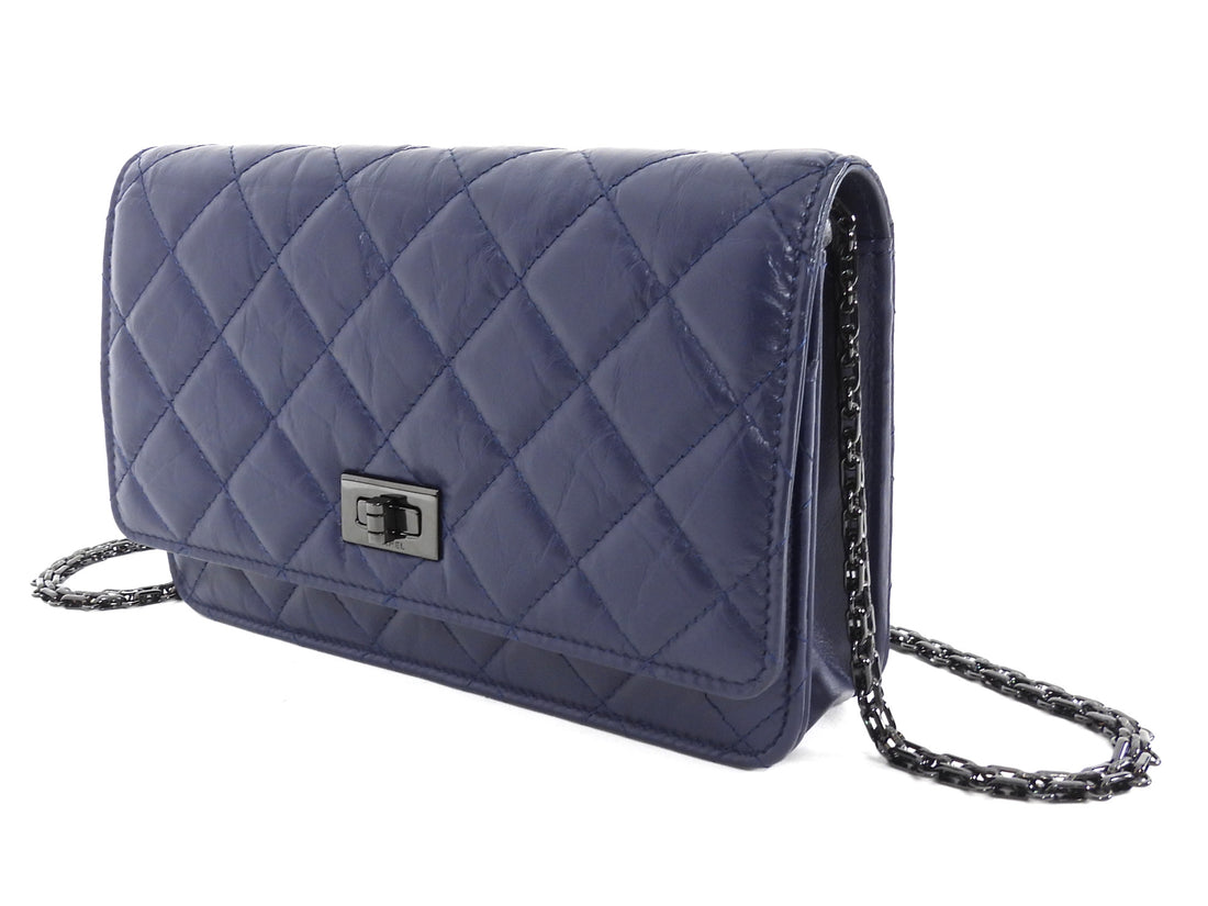Chanel Navy Blue 2.55 Reissue Aged Calfskin Wallet on Chain Bag