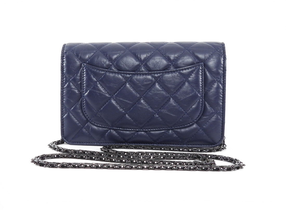 Chanel Navy Blue 2.55 Reissue Aged Calfskin Wallet on Chain Bag