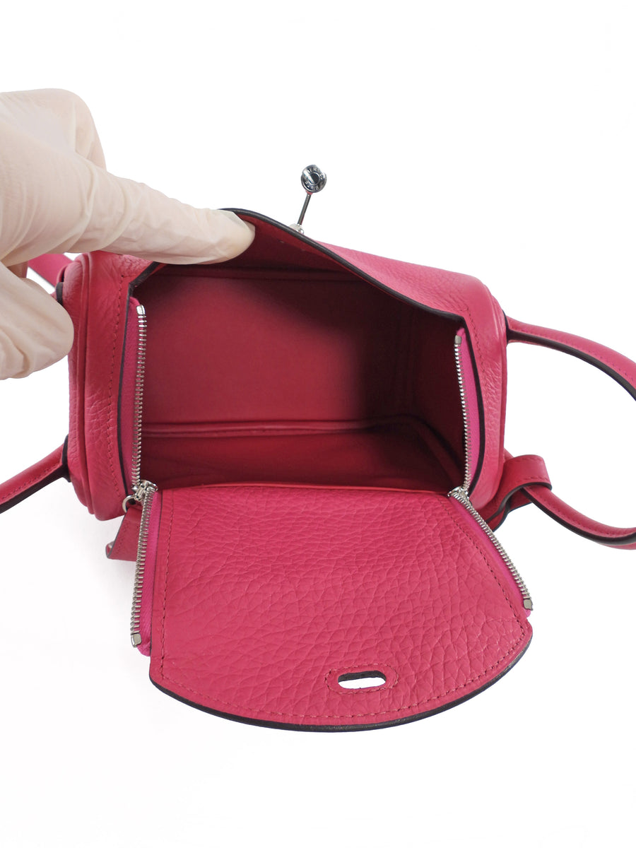 Hermes Pink Mini Lindy Clemence Rose Shocking PHW Mini