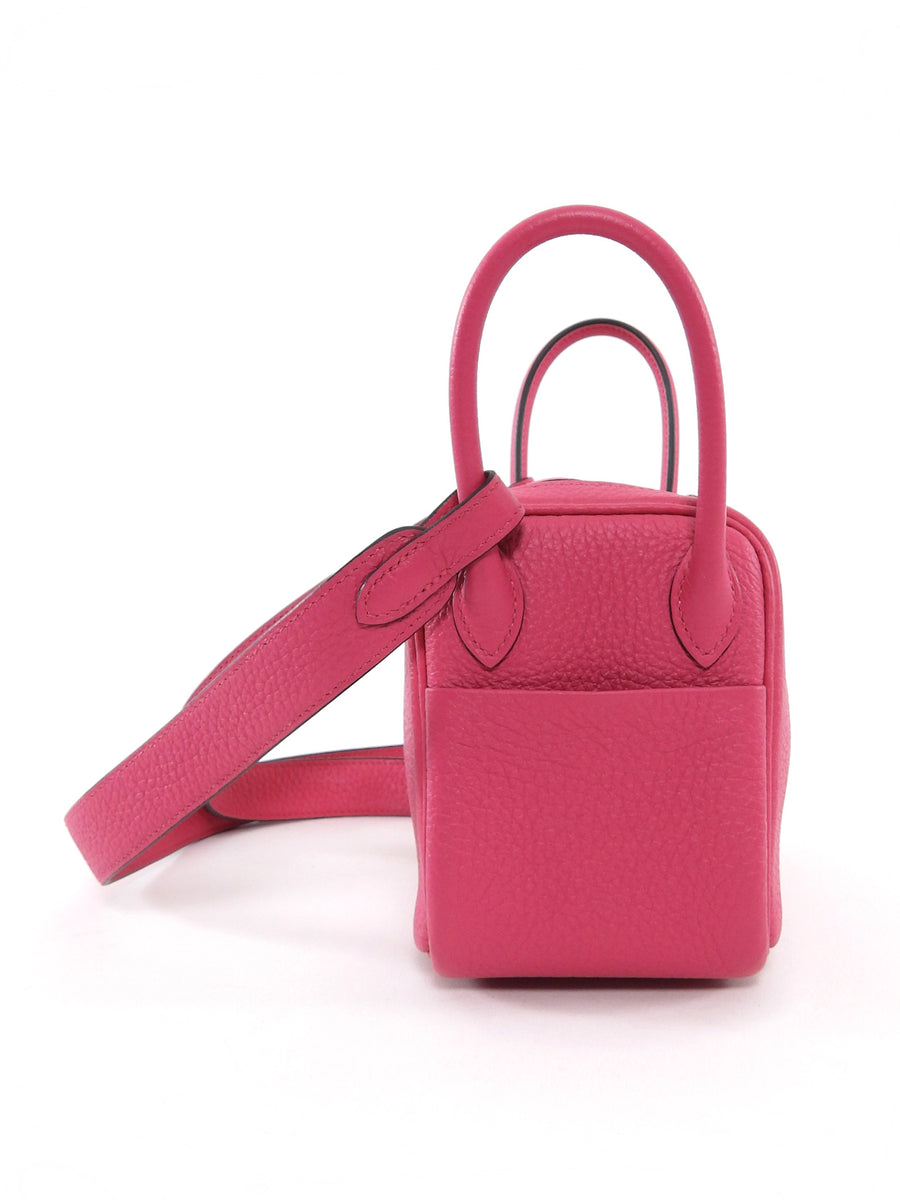 Hermes Pink Mini Lindy Clemence Rose Shocking PHW Mini