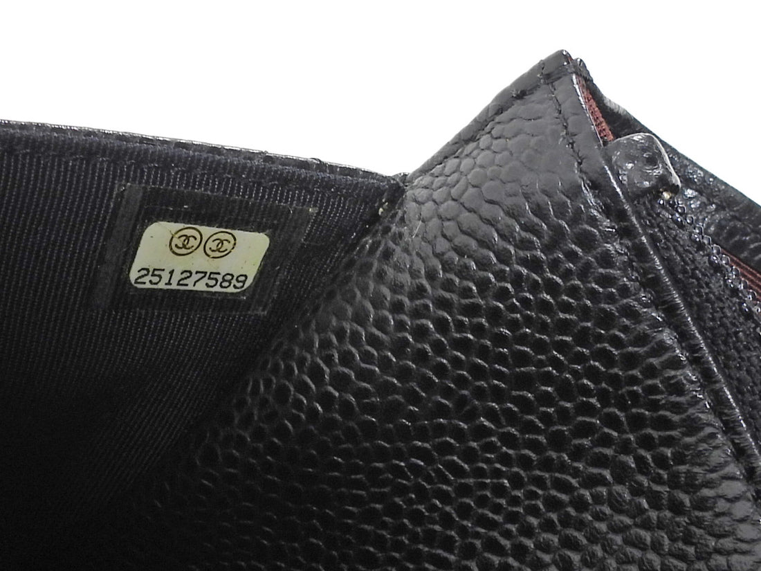 Chanel Black Caviar Leather CC Classic Wallet on Chain SHW