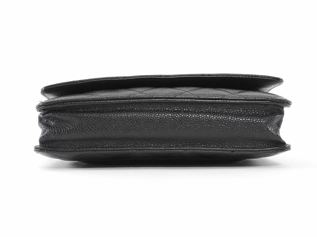 Chanel Black Caviar Leather CC Classic Wallet on Chain SHW