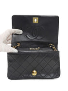 Chanel Vintage 1989 Black Quilted Leather Mini Full Flap Bag