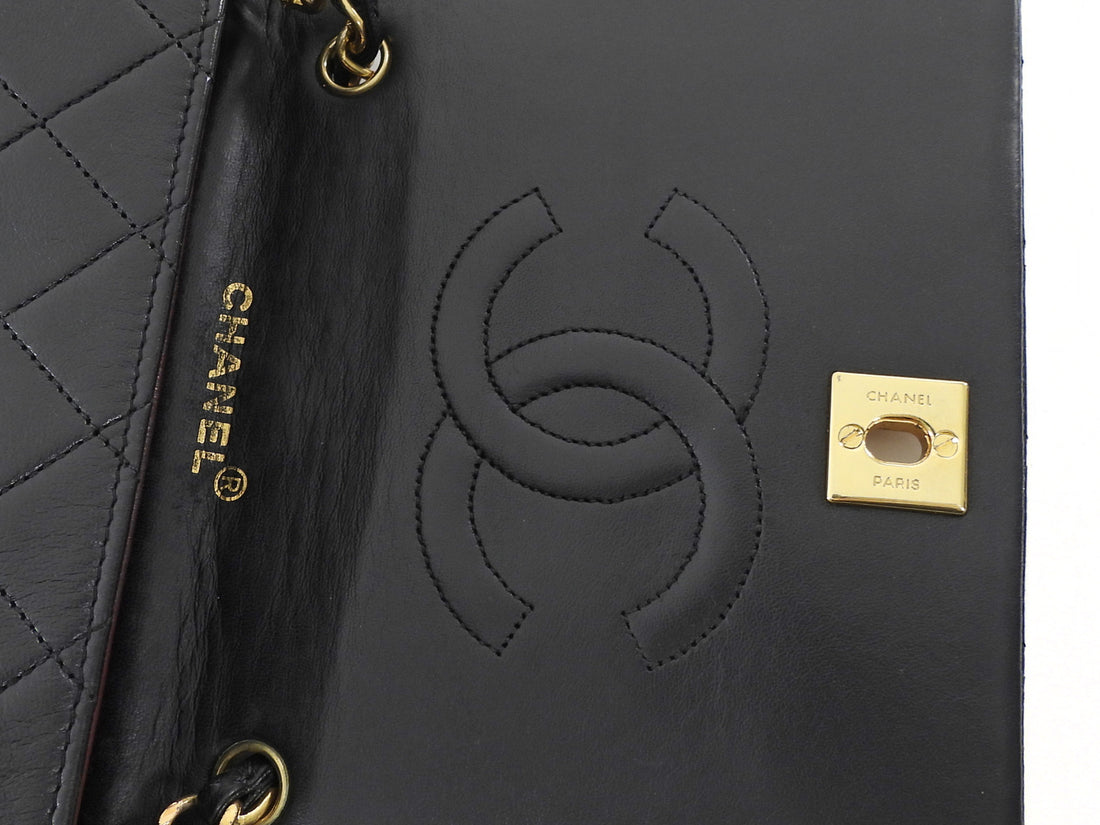 Chanel Vintage 1989 Black Quilted Leather Mini Full Flap Bag