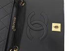 Chanel Vintage 1989 Black Quilted Leather Mini Full Flap Bag