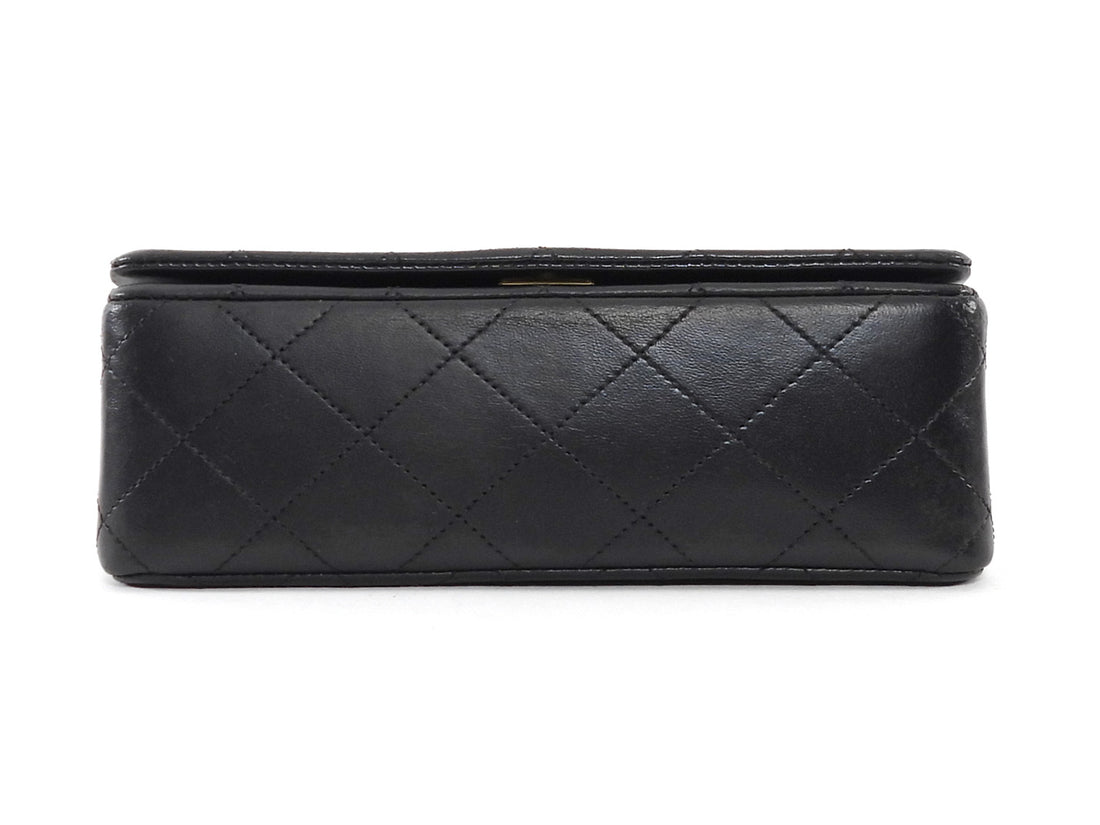 Chanel Vintage 1989 Black Quilted Leather Mini Full Flap Bag