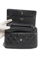 Chanel Black Lambskin Leather CC Classic Wallet on Chain SHW