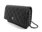 Chanel Black Lambskin Leather CC Classic Wallet on Chain SHW