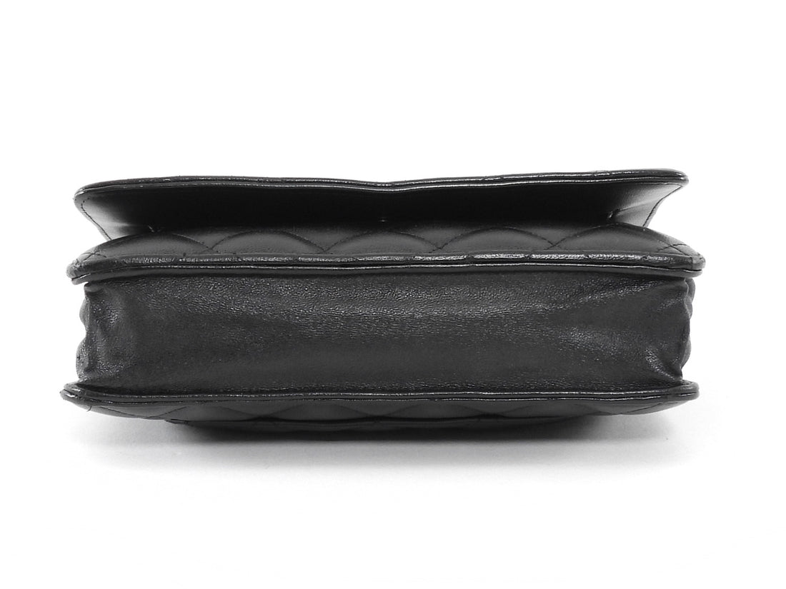 Chanel Black Lambskin Leather CC Classic Wallet on Chain SHW