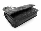 Chanel Black Lambskin Leather CC Classic Wallet on Chain SHW