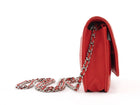 Chanel Red Lambskin Leather CC Classic Wallet on Chain SHW