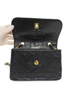 Chanel Vintage 1989 Black Quilted Leather Small Chain Flap Bag