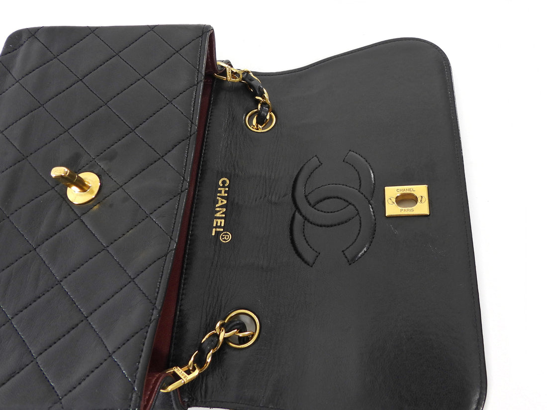 Chanel Vintage 1989 Black Quilted Leather Small Chain Flap Bag