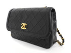 Chanel Vintage 1989 Black Quilted Leather Small Chain Flap Bag