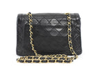 Chanel Vintage 1989 Black Quilted Leather Small Chain Flap Bag