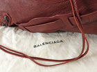 Balenciaga Burgundy Lambskin Leather Classic City Moto Bag