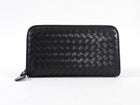 Bottega Veneta Black Intrecciato Leather Continental Zip Wallet