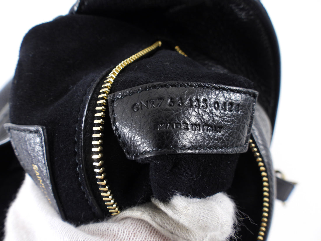 Saint Laurent Le 5 a 7 Black Grained Leather Bea Tote Bag