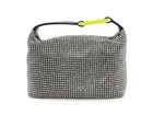 Eera Chartreuse Buckle Black Crystal Mesh Moonbag