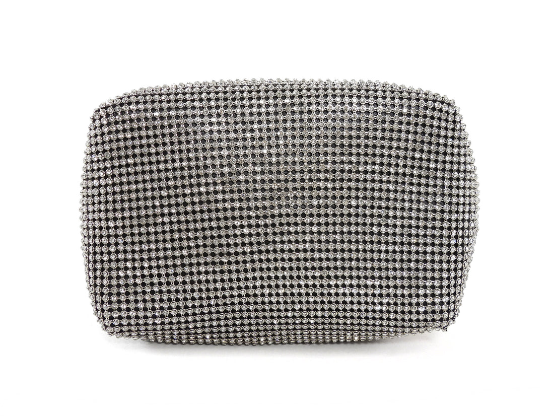Eera Chartreuse Buckle Black Crystal Mesh Moonbag