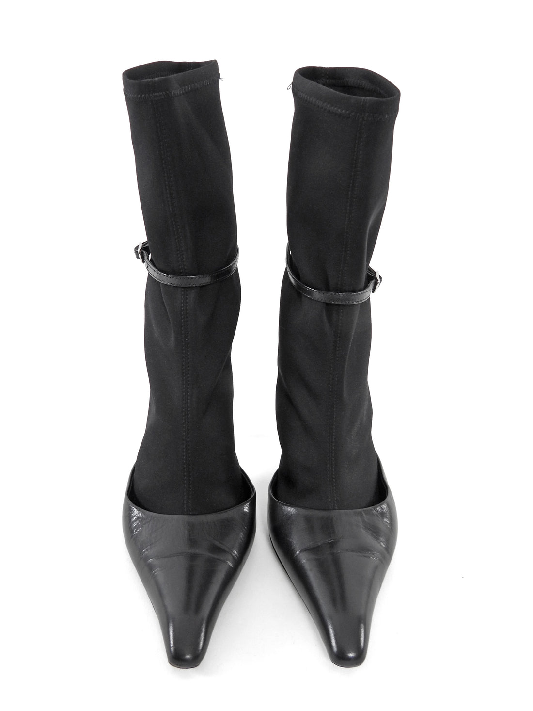 Alexander Wang Black Viola 105 Leather and Neoprene Sock Boots - 40