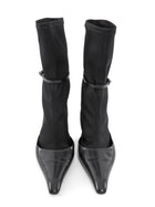 Alexander Wang Black Viola 105 Leather and Neoprene Sock Boots - 40