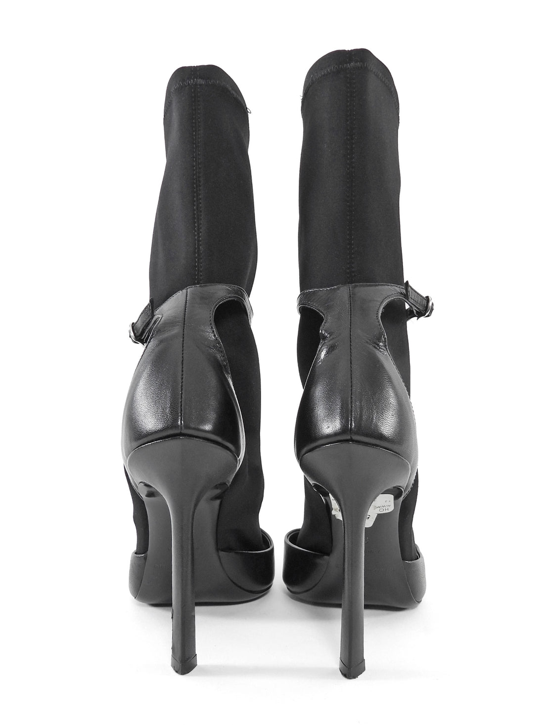 Alexander Wang Black Viola 105 Leather and Neoprene Sock Boots - 40