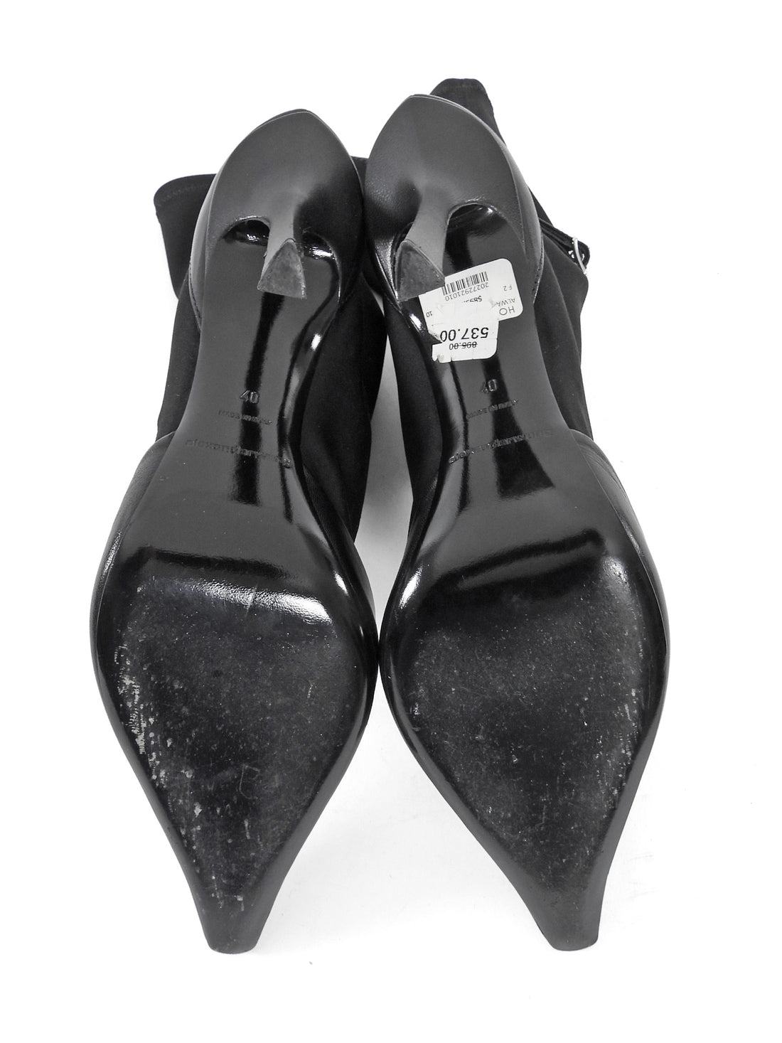 Alexander Wang Black Viola 105 Leather and Neoprene Sock Boots - 40