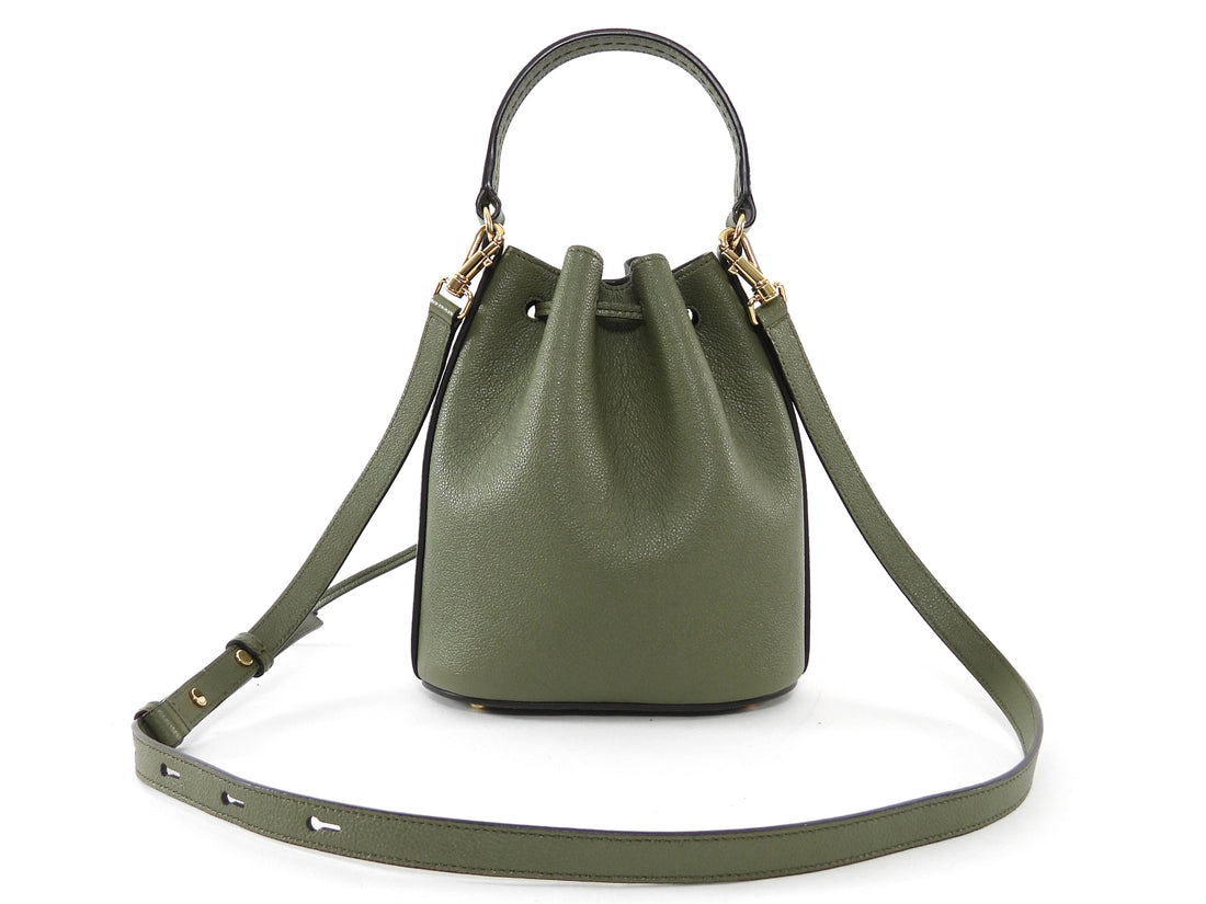Tod's Olive Green Leather T Timeless Micro Two Way Bucket Bag