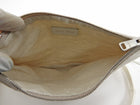 Miu Miu Beige White Woven Stripe Linen Logo Shoulder Tote Bag with Pouch