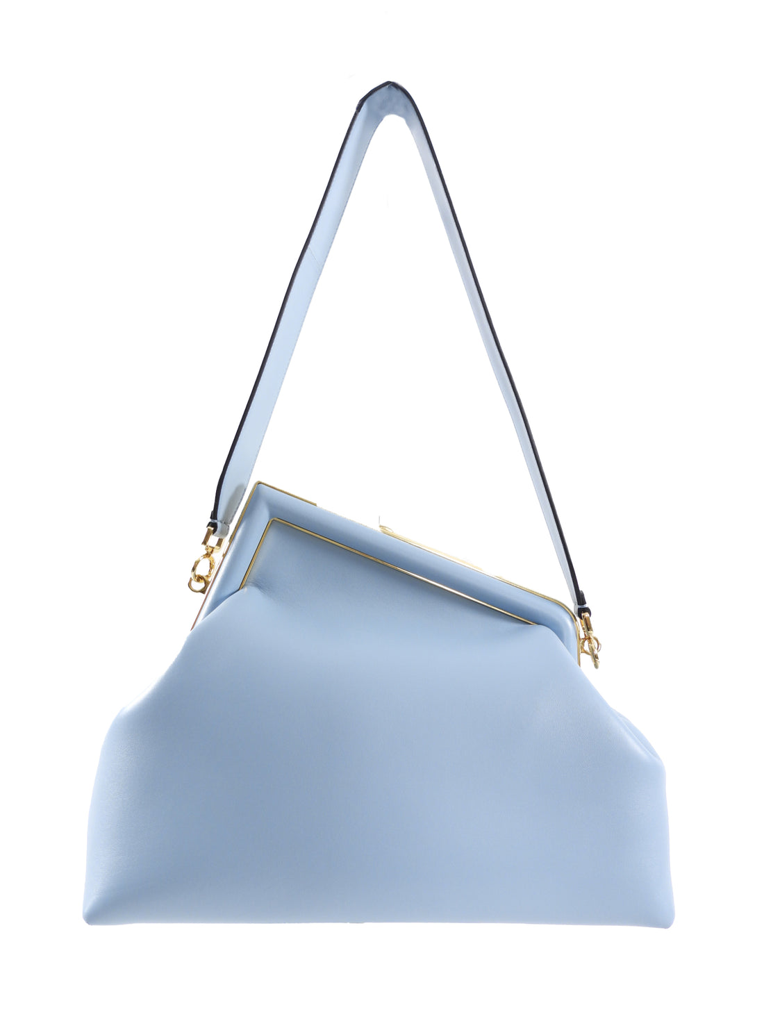 Fendi First Medium Light Blue Leather Frame Bag