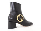 Gucci Blondie Leather Medallion Ankle Boots Black - 39.5