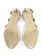 Valentino Taupe Nude Leather Rock Stud Kitten Heel Slingback Sandals - 36.5