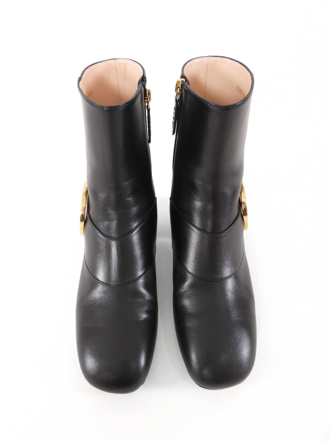 Gucci Blondie Leather Medallion Ankle Boots Black - 39.5