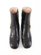 Gucci Blondie Leather Medallion Ankle Boots Black - 39.5