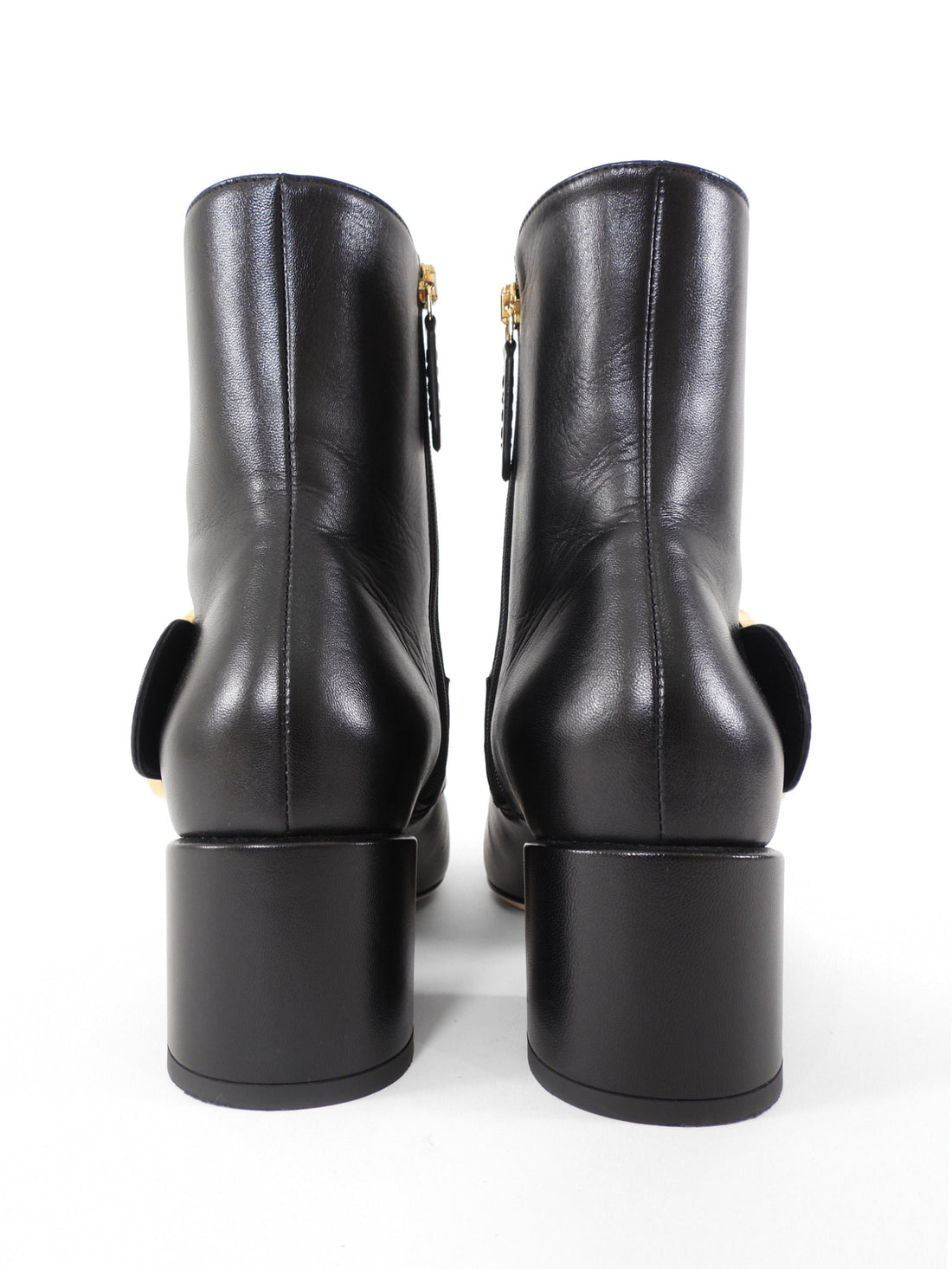 Gucci Blondie Leather Medallion Ankle Boots Black - 39.5