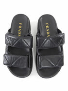 Prada Black Quilted Leather Double Strap Platform Slides - 35.5 (fits 37)