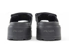 Prada Black Quilted Leather Double Strap Platform Slides - 35.5 (fits 37)