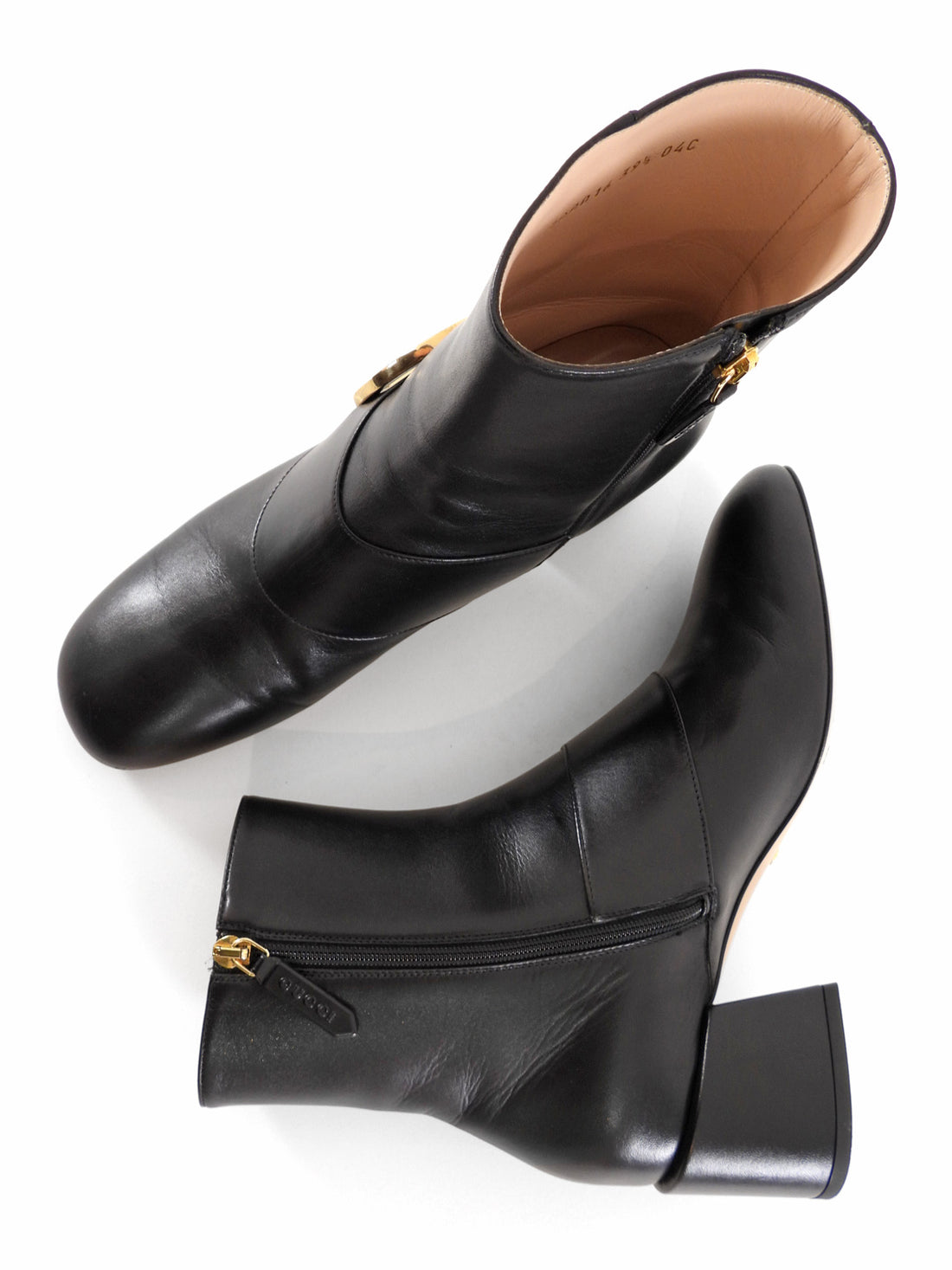 Gucci Blondie Leather Medallion Ankle Boots Black - 39.5