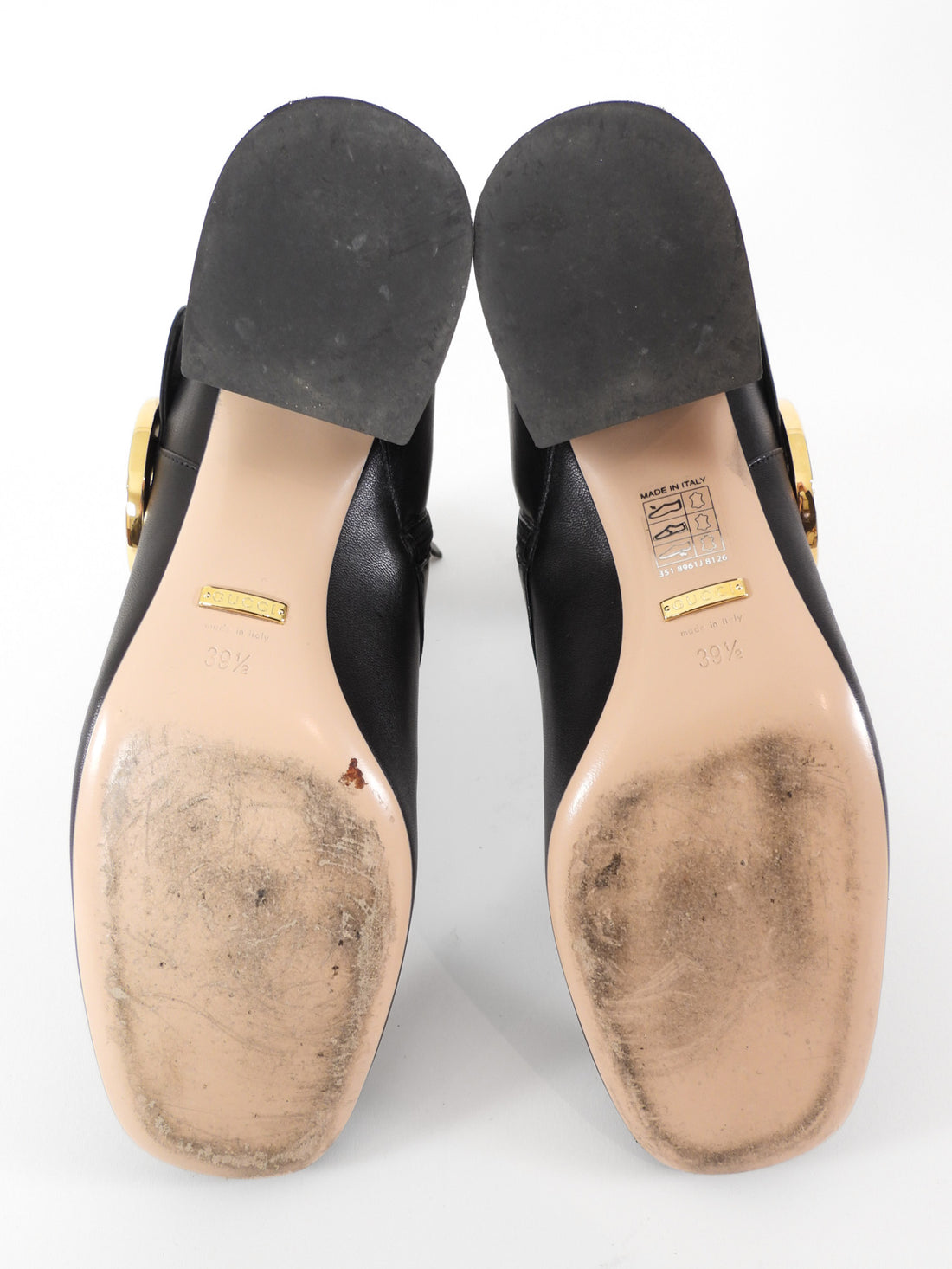 Gucci Blondie Leather Medallion Ankle Boots Black - 39.5
