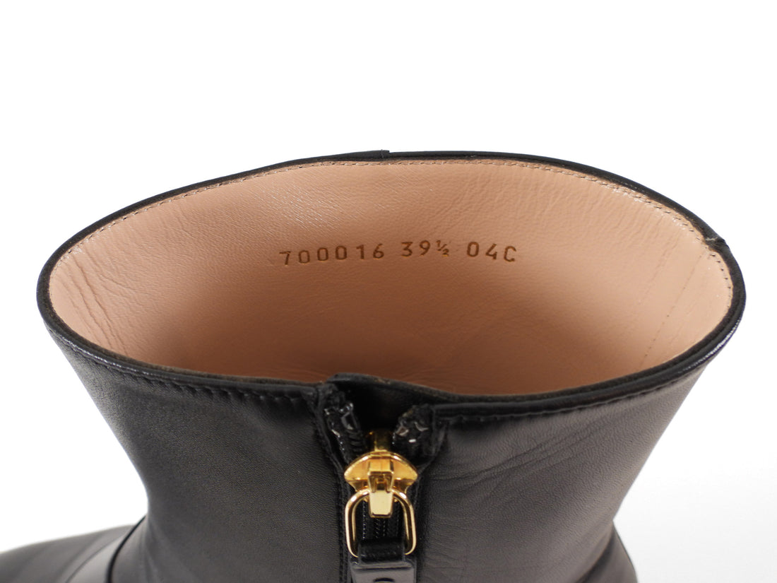Gucci Blondie Leather Medallion Ankle Boots Black - 39.5