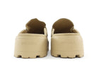 Prada Beige Suede Leather Fussbet Triangle Logo Platform Slip On Mules - 37