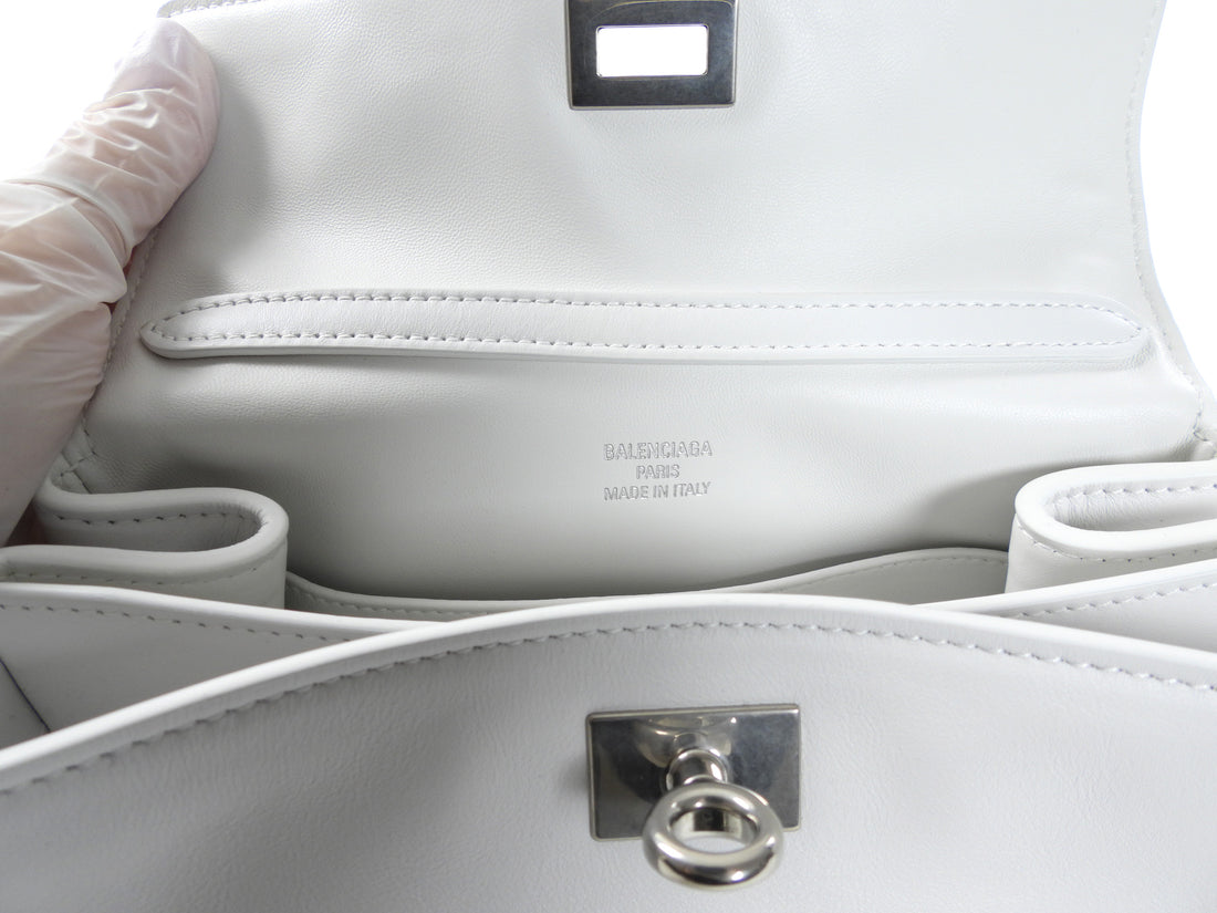 Balenciaga White Leather Mini Rodeo Two Way Top Handle Bag