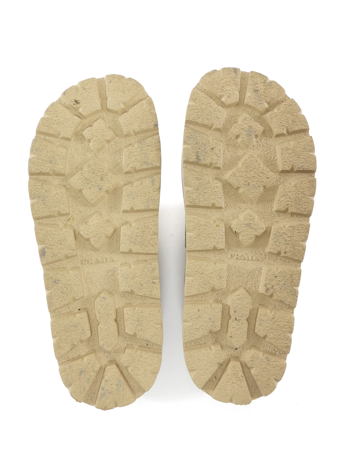 Prada Beige Suede Leather Fussbet Triangle Logo Platform Slip On Mules - 37
