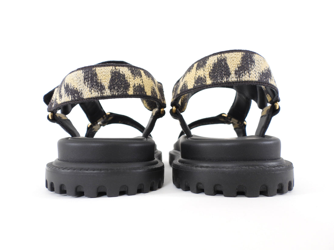 Dior D-Wave Leopard Canvas Sandal - 39