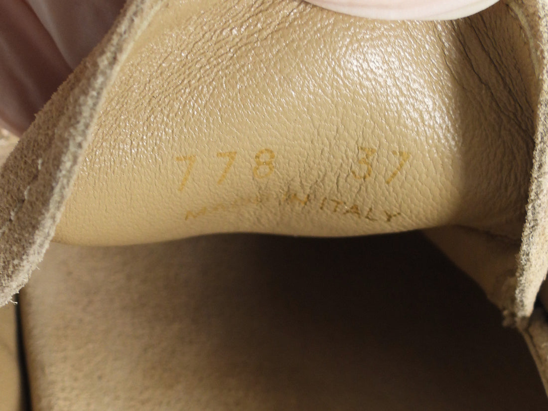 Prada Beige Suede Leather Fussbet Triangle Logo Platform Slip On Mules - 37